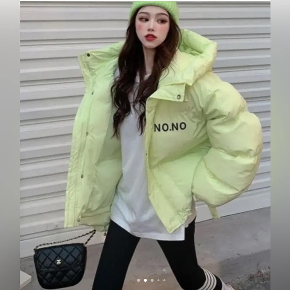 MI DOU Lime Green Puffer Jacket size free size/one size